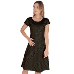 Army Green and Black Netting Classic Short Sleeve Dress