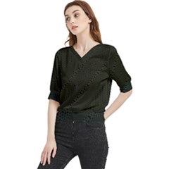 Army Green and Black Netting Quarter Sleeve Blouse