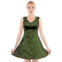 Amy Green Color Grunge V-Neck Sleeveless Dress View1