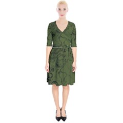 Amy Green Color Grunge Wrap Up Cocktail Dress by SpinnyChairDesigns