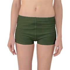 Army Green Color Texture Reversible Boyleg Bikini Bottoms by SpinnyChairDesigns