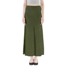 Army Green Color Texture Full Length Maxi Skirt by SpinnyChairDesigns