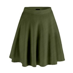 Army Green Color Texture High Waist Skirt by SpinnyChairDesigns