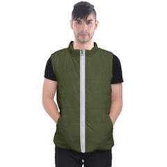 Army Green Color Texture Men s Puffer Vest by SpinnyChairDesigns