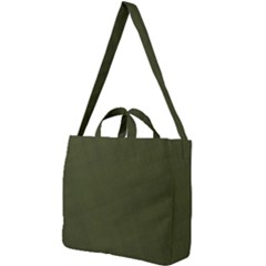 Army Green Color Texture Square Shoulder Tote Bag by SpinnyChairDesigns