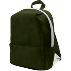 Army Green Color Texture Zip Up Backpack by SpinnyChairDesigns