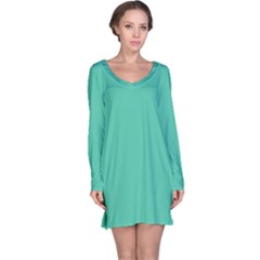 True Biscay Green Solid Color Long Sleeve Nightdress by SpinnyChairDesigns