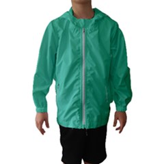 True Biscay Green Solid Color Kids  Hooded Windbreaker by SpinnyChairDesigns