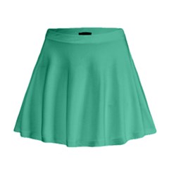 True Biscay Green Solid Color Mini Flare Skirt by SpinnyChairDesigns