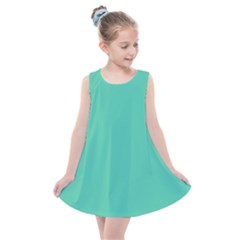 True Biscay Green Solid Color Kids  Summer Dress by SpinnyChairDesigns