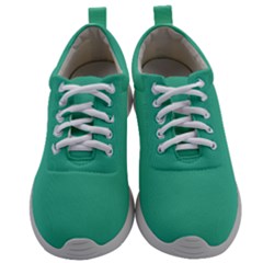 True Biscay Green Solid Color Mens Athletic Shoes by SpinnyChairDesigns
