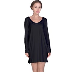 True Black Solid Color Long Sleeve Nightdress