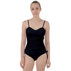 True Black Solid Color Sweetheart Tankini Set