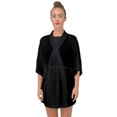 True Black Solid Color Half Sleeve Chiffon Kimono