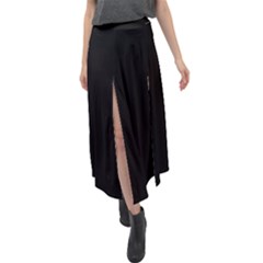 True Black Solid Color Velour Split Maxi Skirt by SpinnyChairDesigns