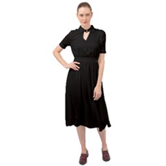 True Black Solid Color Keyhole Neckline Chiffon Dress