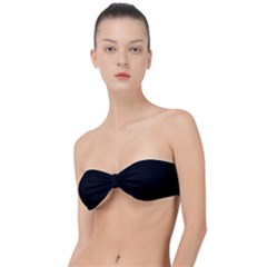 True Black Solid Color Classic Bandeau Bikini Top 