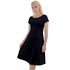 True Black Solid Color Classic Short Sleeve Dress by SpinnyChairDesigns