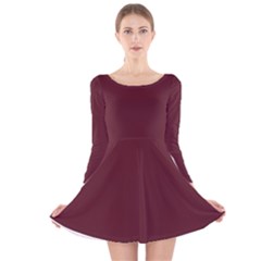 True Burgundy Color Long Sleeve Velvet Skater Dress by SpinnyChairDesigns