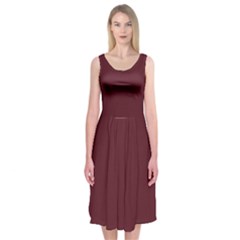 True Burgundy Color Midi Sleeveless Dress by SpinnyChairDesigns