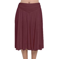 True Burgundy Color Velvet Flared Midi Skirt by SpinnyChairDesigns