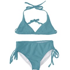 True Cadet Blue Teal Color Kids  Classic Bikini Set by SpinnyChairDesigns