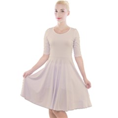 True Champagne Color Quarter Sleeve A-line Dress by SpinnyChairDesigns