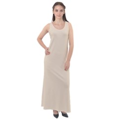True Champagne Color Sleeveless Velour Maxi Dress by SpinnyChairDesigns