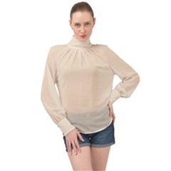 True Champagne Color High Neck Long Sleeve Chiffon Top by SpinnyChairDesigns