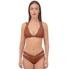 True Cinnamon Color Double Strap Halter Bikini Set