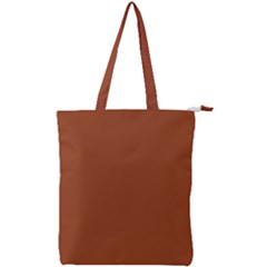 True Cinnamon Color Double Zip Up Tote Bag by SpinnyChairDesigns