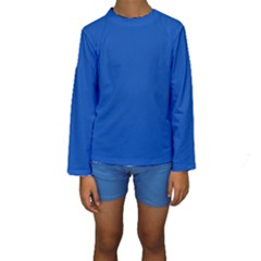 True Cobalt Blue Color Kids  Long Sleeve Swimwear by SpinnyChairDesigns