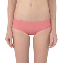 True Coral Pink Color Classic Bikini Bottoms by SpinnyChairDesigns