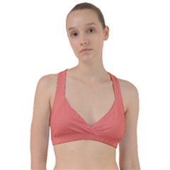 True Coral Pink Color Sweetheart Sports Bra by SpinnyChairDesigns
