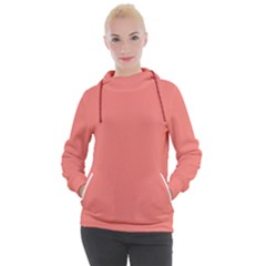 True Coral Pink Color Women s Hooded Pullover by SpinnyChairDesigns