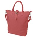 True Coral Pink Color Buckle Top Tote Bag View1