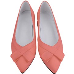 True Coral Pink Color Women s Bow Heels by SpinnyChairDesigns