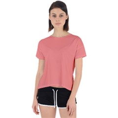 True Coral Pink Color Open Back Sport Tee by SpinnyChairDesigns