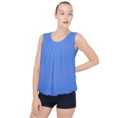 True Cornflower Blue Color Bubble Hem Chiffon Tank Top by SpinnyChairDesigns