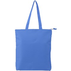 True Cornflower Blue Color Double Zip Up Tote Bag by SpinnyChairDesigns