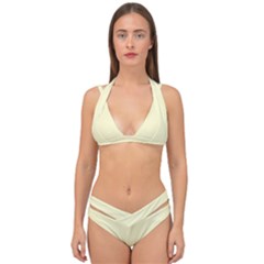 True Cream Color Double Strap Halter Bikini Set by SpinnyChairDesigns