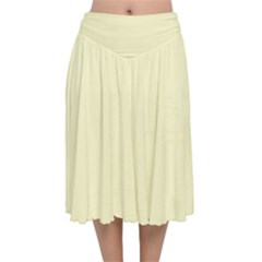 True Cream Color Velvet Flared Midi Skirt by SpinnyChairDesigns