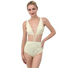 True Cream Color Tied Up Two Piece Swimsuit
