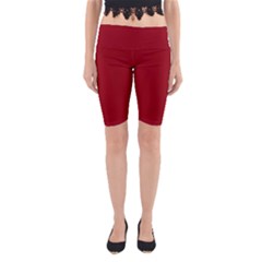 True Dark Red Color Yoga Cropped Leggings by SpinnyChairDesigns