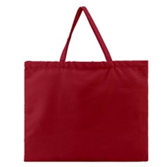 True Dark Red Color Zipper Large Tote Bag by SpinnyChairDesigns