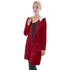 True Dark Red Color Hooded Pocket Cardigan by SpinnyChairDesigns