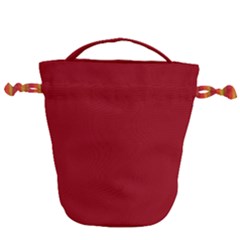 True Dark Red Color Drawstring Bucket Bag by SpinnyChairDesigns