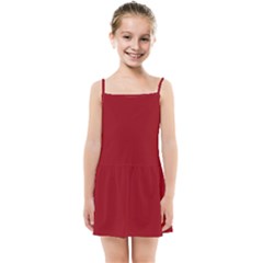 True Dark Red Color Kids  Summer Sun Dress by SpinnyChairDesigns