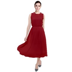 True Dark Red Color Round Neck Boho Dress by SpinnyChairDesigns