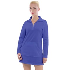 Dark Slate Blue Color Women s Long Sleeve Casual Dress